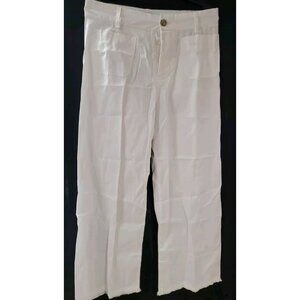 And Andrea AndAndrea Women's Milano Pants Ivory Pockets 100% Cotton Sz. 3XL NEW